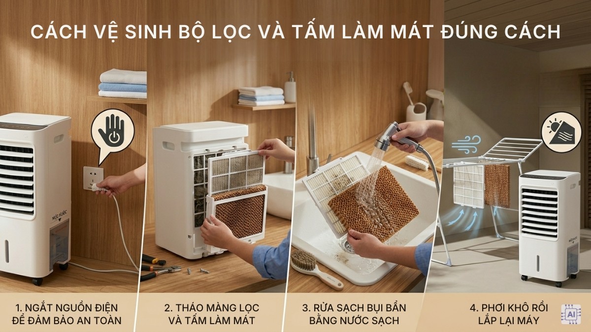 Cách vệ sinh bộ lọc và tấm làm mát đúng cách