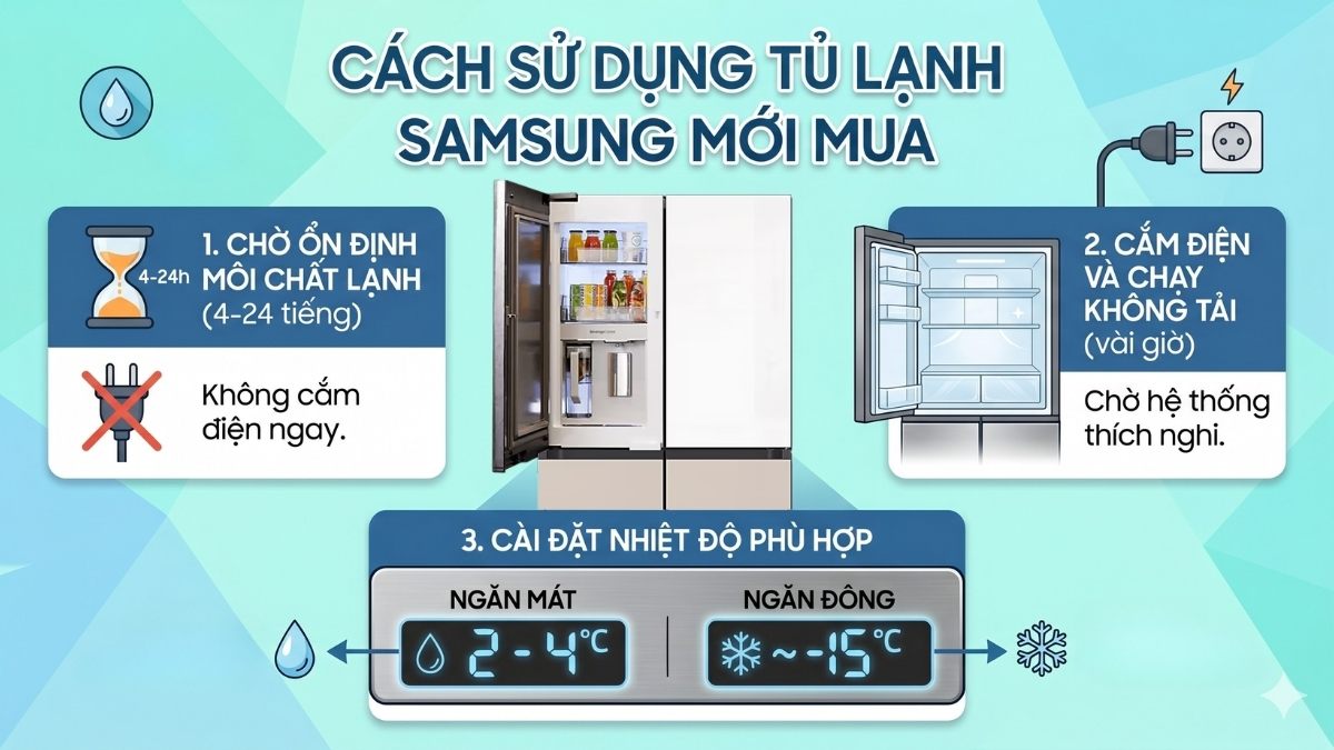 Cách sử dụng tủ lạnh Samsung mới mua