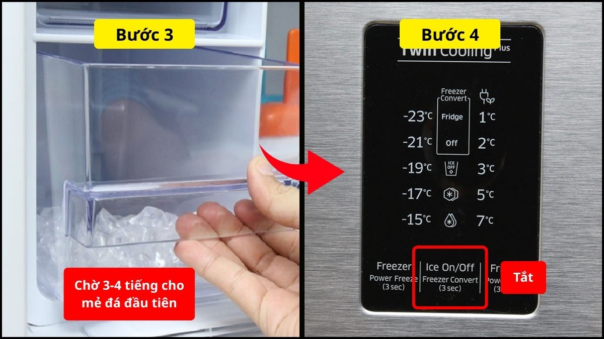 Chờ để tủ hoàn tất mẻ đá đầu tiên