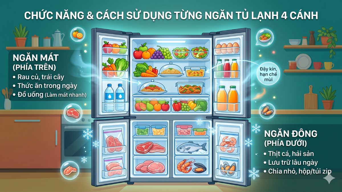 Cách sử dụng tủ lạnh Samsung 4 cánh