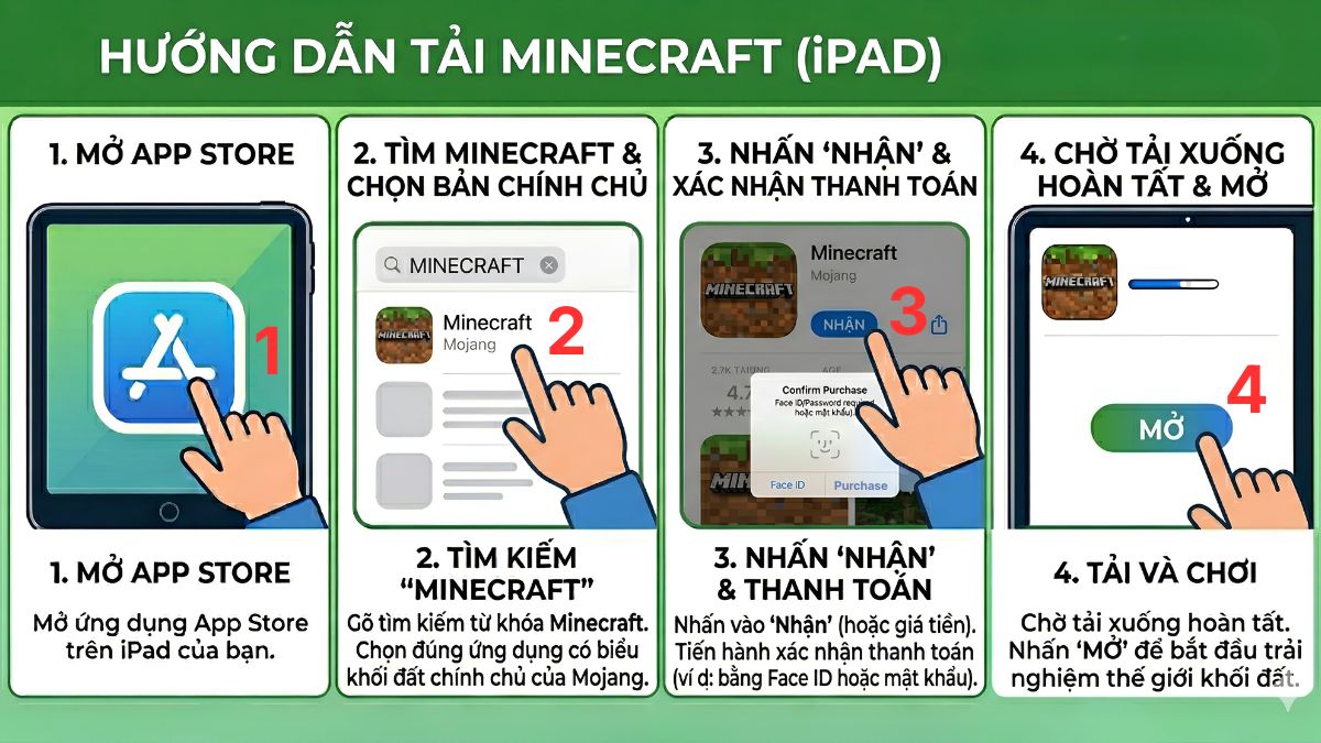 Cách tải Minecraft chính thức trên iPad qua App Store