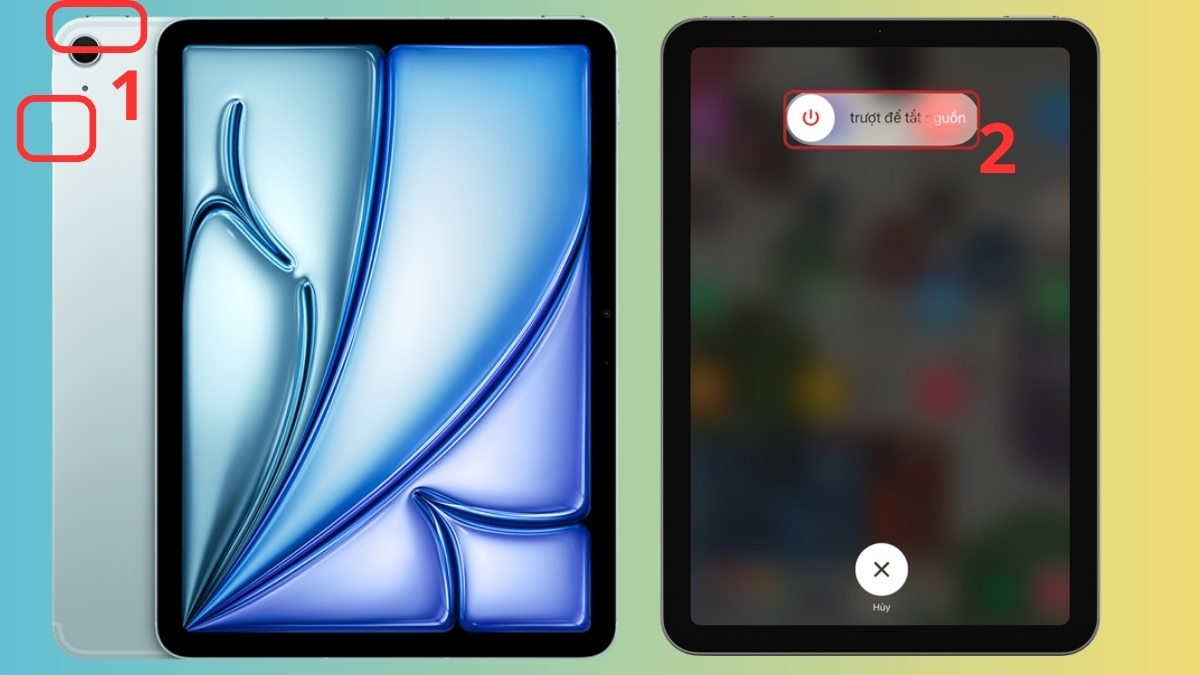 Tắt nguồn iPad có Face ID hoặc Touch ID trên nút nguồn 