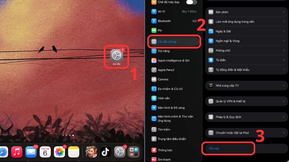 Cách tắt nguồn iPad không cần nút nguồn qua Cài đặt