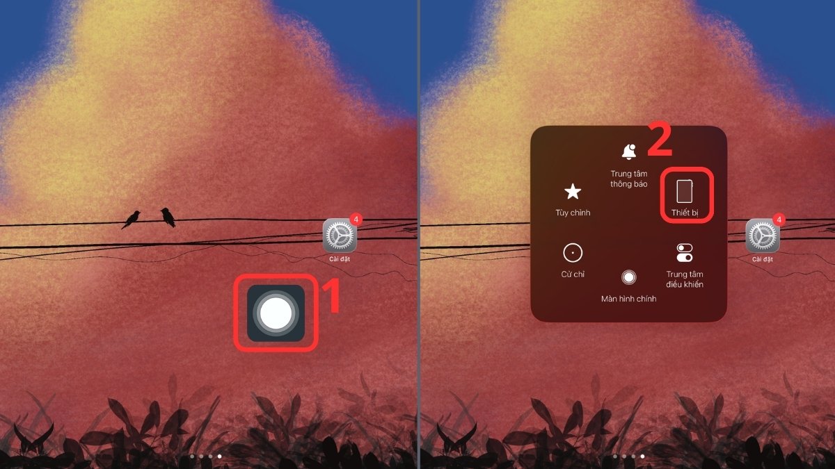 Thao tác tắt nguồn qua AssistiveTouch