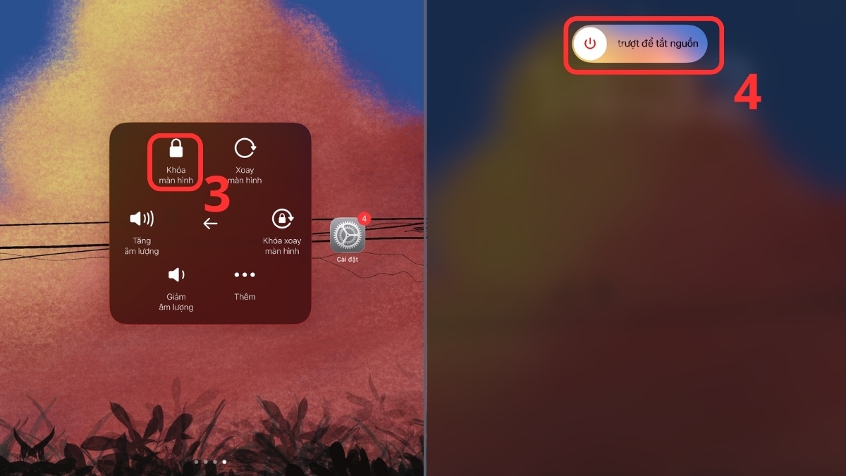 Giữ chặt (ấn và giữ) vào Khóa màn hình