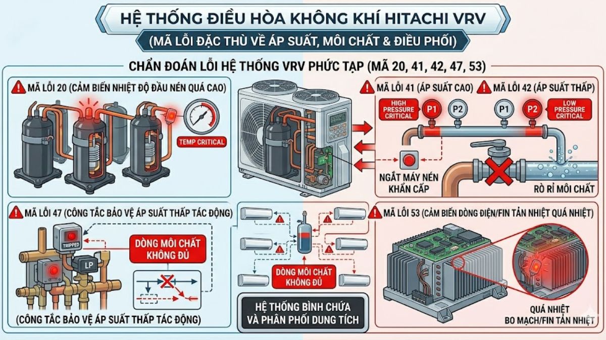 Các mã lỗi đặc thù của hệ thống Hitachi VRV