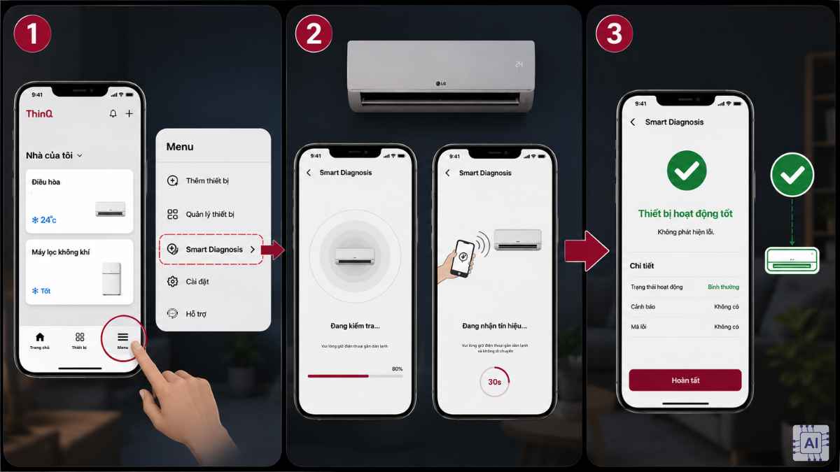 Cách check lỗi điều hòa LG qua ứng dụng LG ThinQ