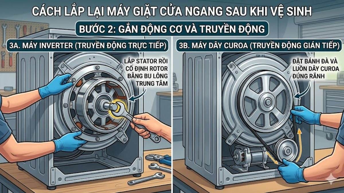 Gắn động cơ và truyền động