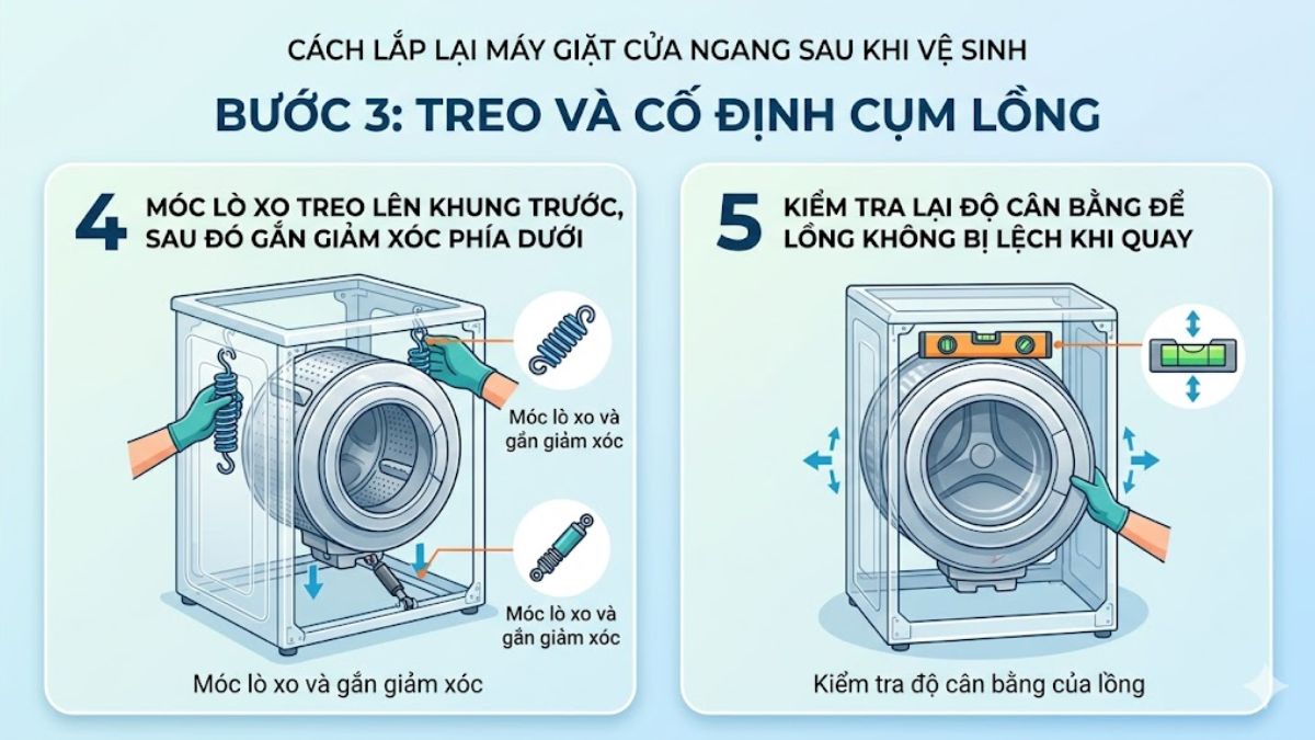 Treo và cố định cụm lồng