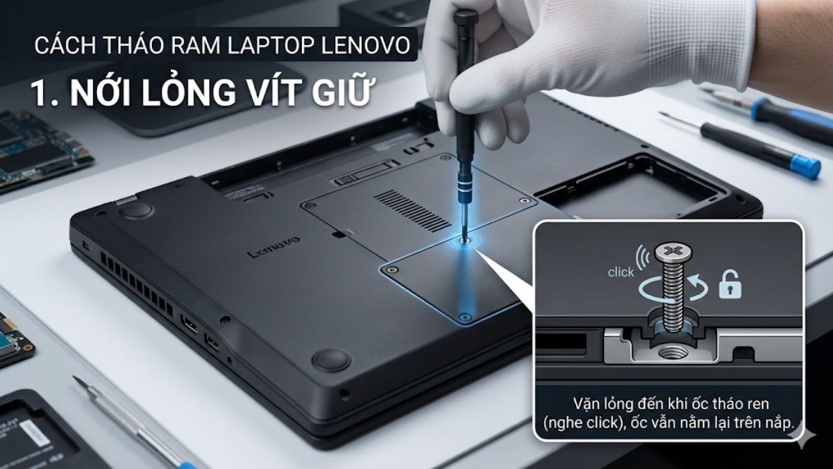 Cách tháo RAM laptop Lenovo