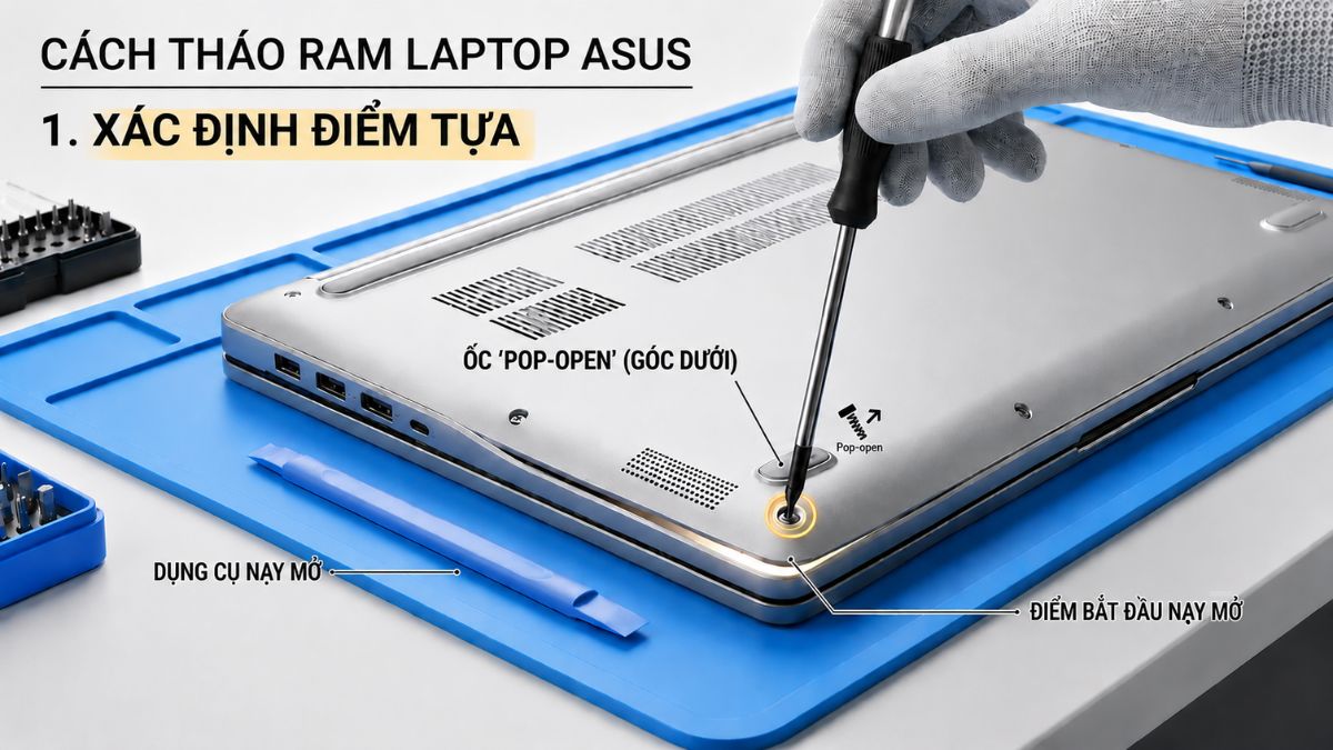 Cách tháo RAM laptop Asus