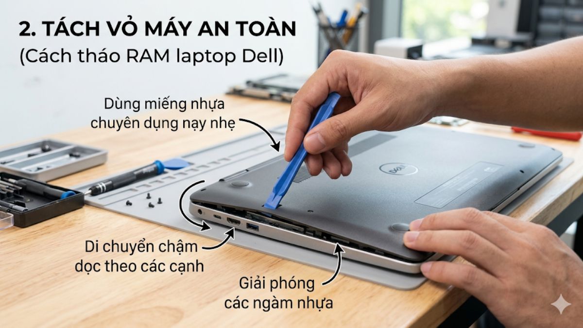 Tách vỏ máy Dell an toàn