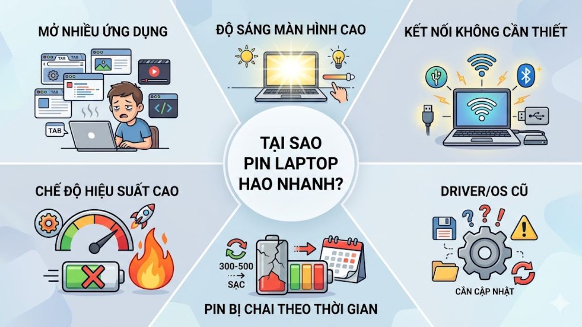 Tại sao pin laptop hao nhanh?