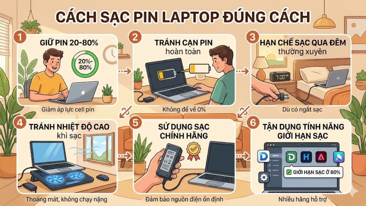 Cách sạc pin đúng cách để kéo dài tuổi thọ pin laptop