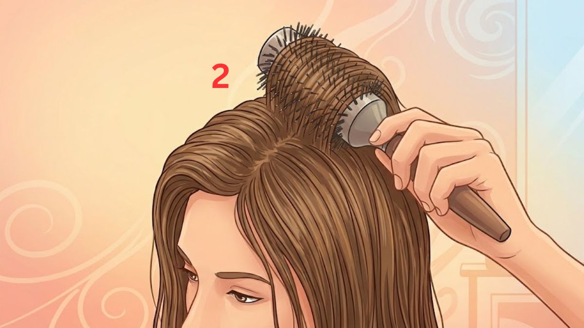 Dùng lược tròn nâng chân tóc