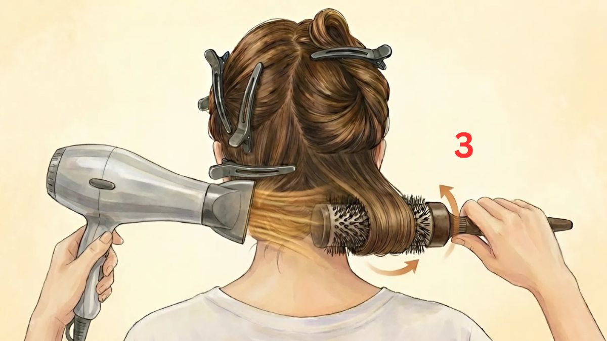 Sấy đều quanh lọn tóc