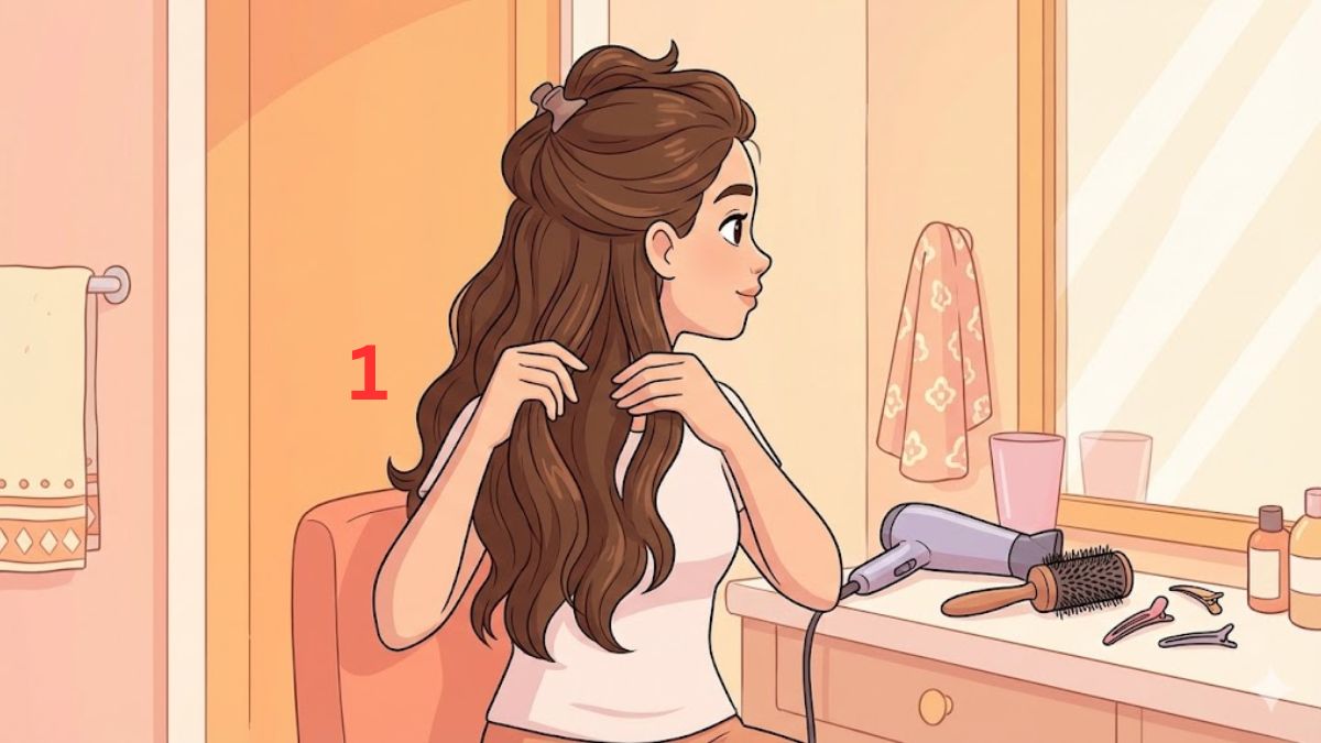 Cách uốn xoăn phần đuôi tóc bằng máy sấy