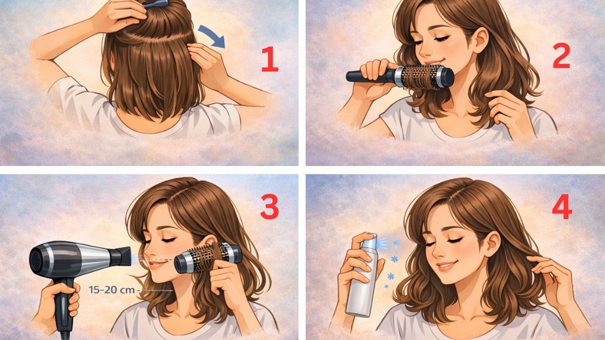 Cách uốn tóc bằng máy sấy kiểu tự nhiên