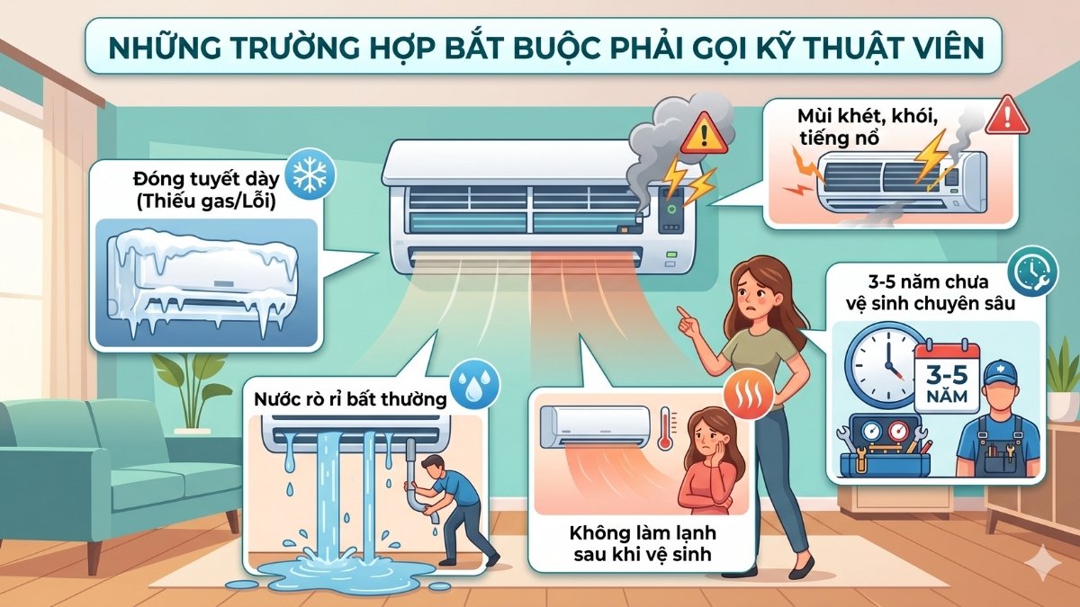 Những trường hợp bắt buộc phải gọi kỹ thuật viên