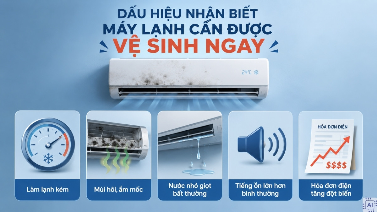 Dấu hiệu nhận biết máy lạnh cần được vệ sinh ngay