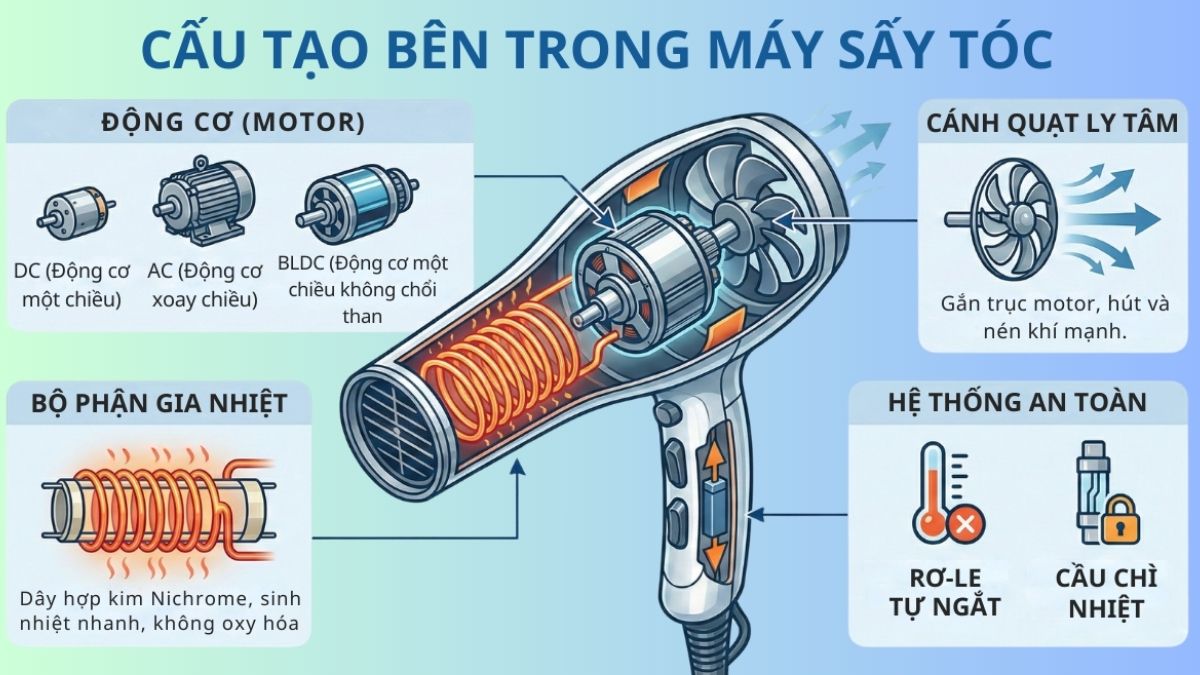 Cấu tạo bên trong máy sấy tóc