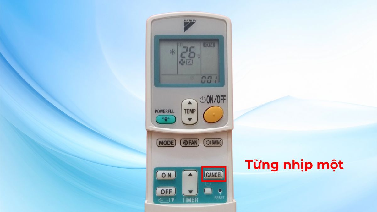 Chọn nút Cancel từng nhịp một