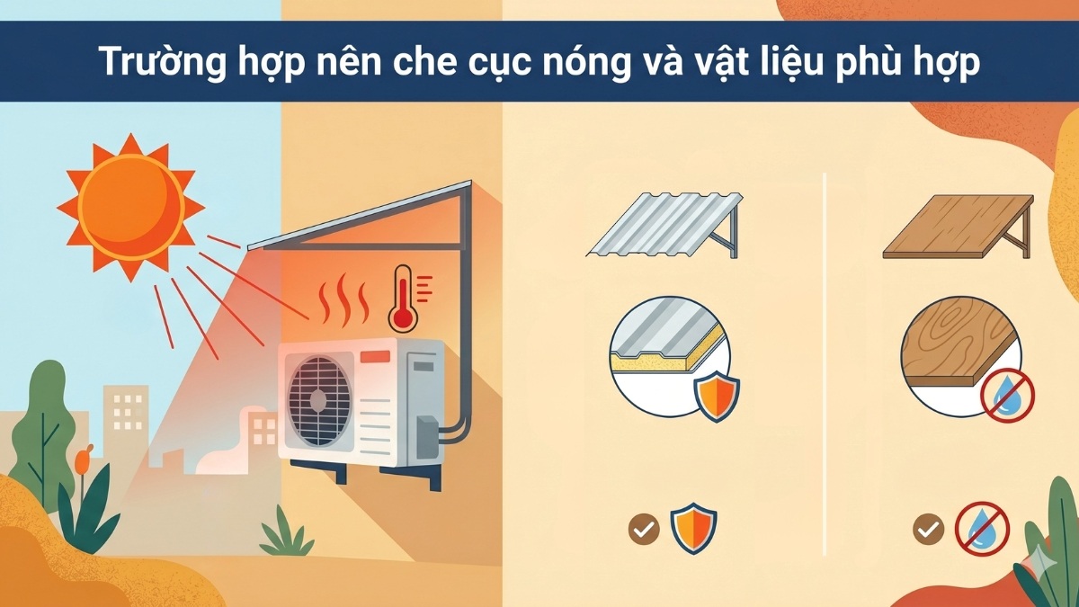 Cục nóng máy lạnh có cần che không?