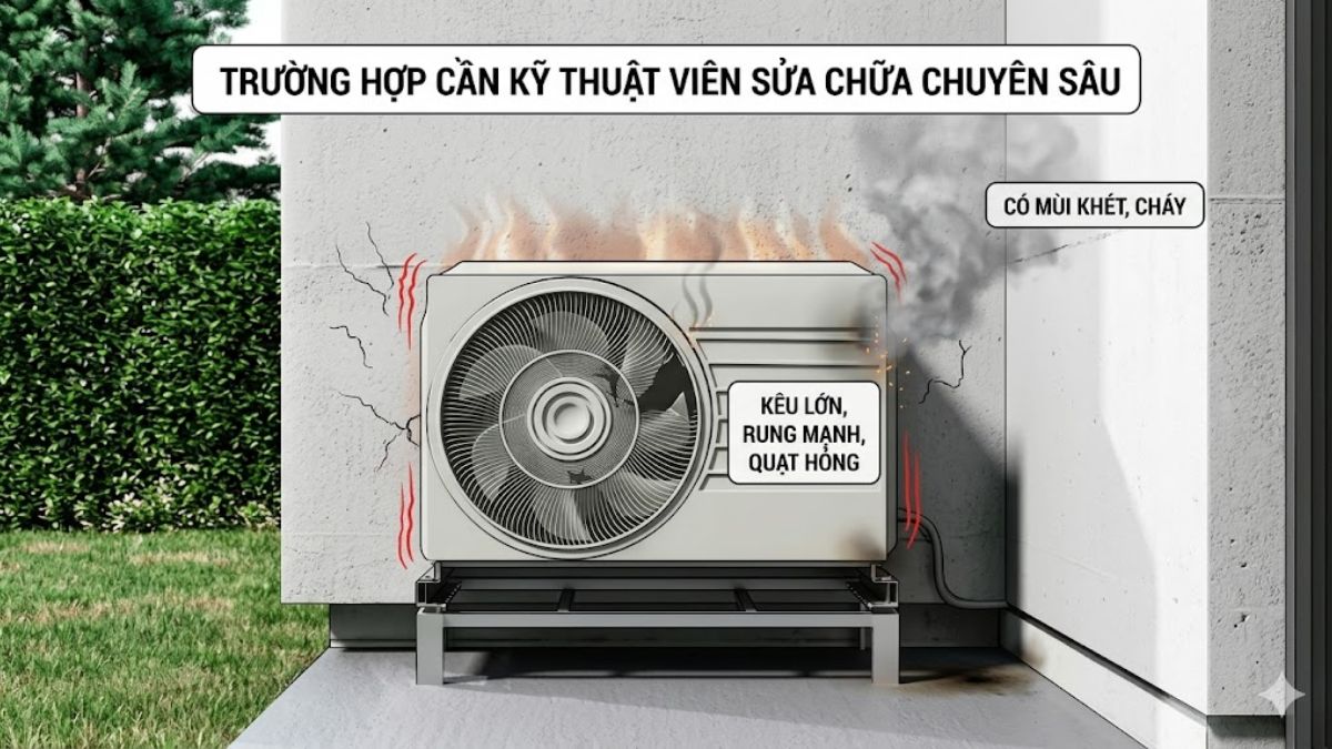 Trường hợp cần gọi kỹ thuật viên để sửa chữa chuyên sâu