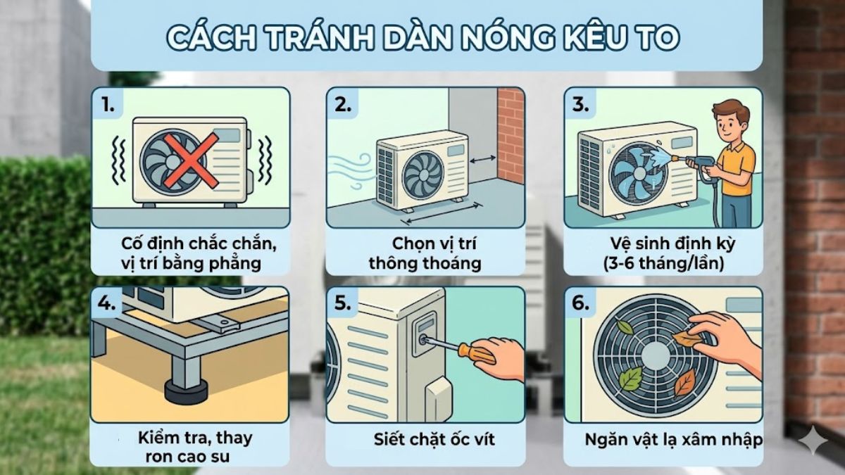 Lưu ý khi lắp đặt và sử dụng để tránh dàn nóng điều hòa kêu to