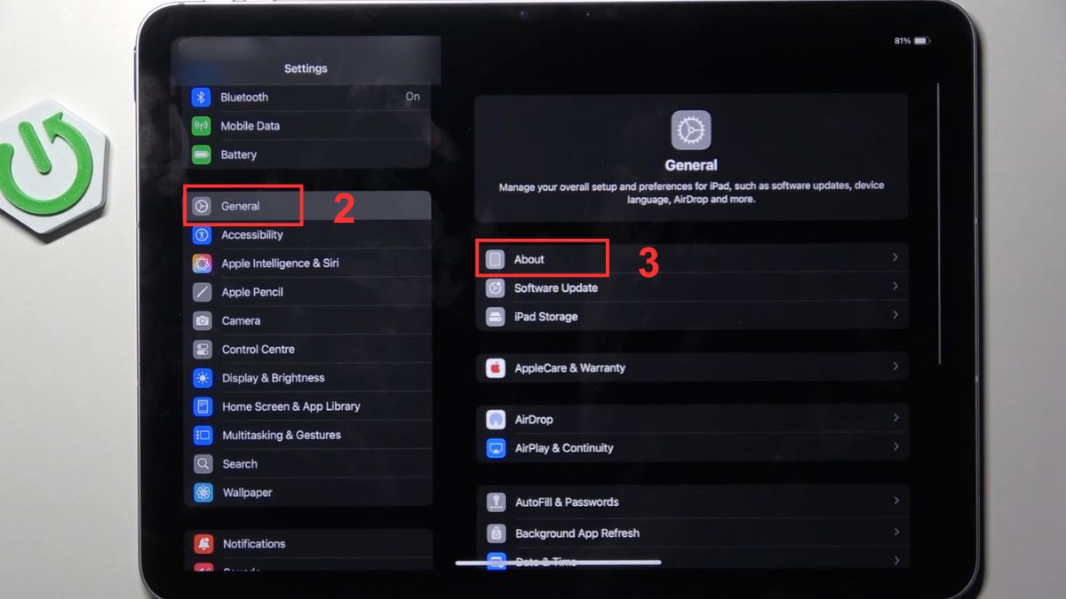 nhấn vào About (Giới thiệu) để mở thông tin chi tiết về thiết bị