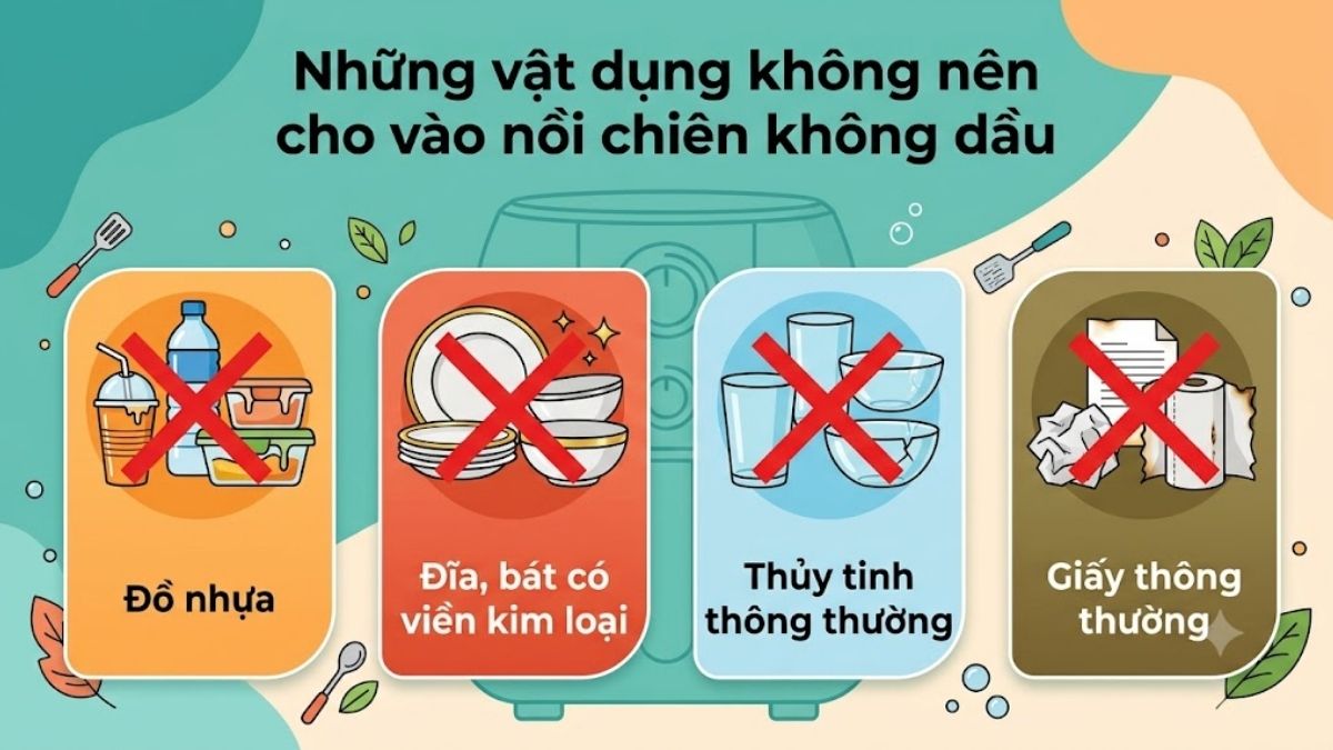 Những vật dụng không nên cho vào nồi chiên không dầu