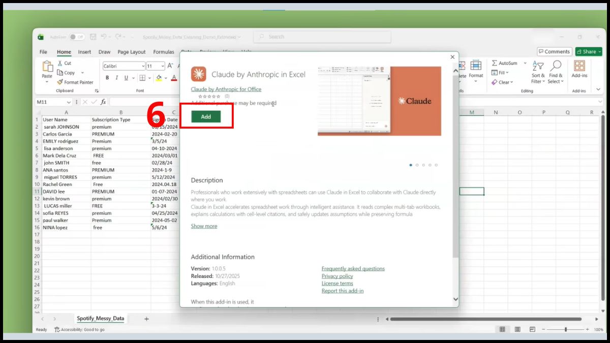 Nhấn Add (Thêm) để cài đặt
