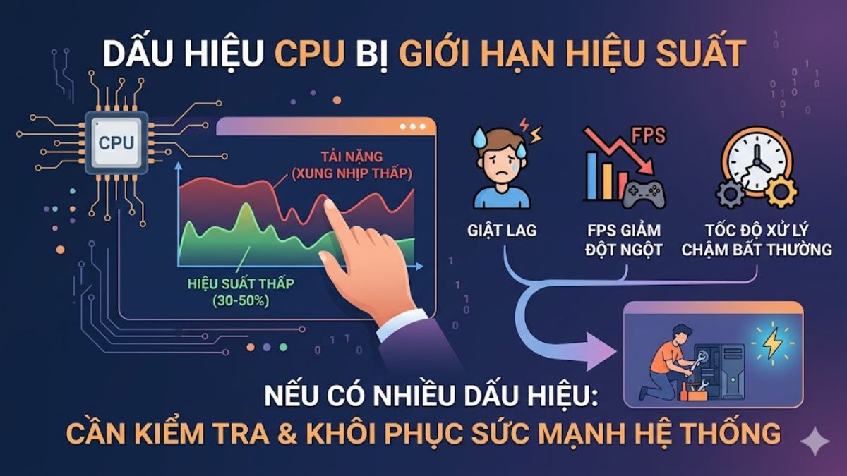 Dấu hiệu nhận biết CPU không chạy hết công suất