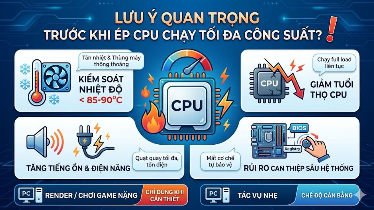 Lưu ý quan trọng trước khi ép CPU chạy tối đa công suất?