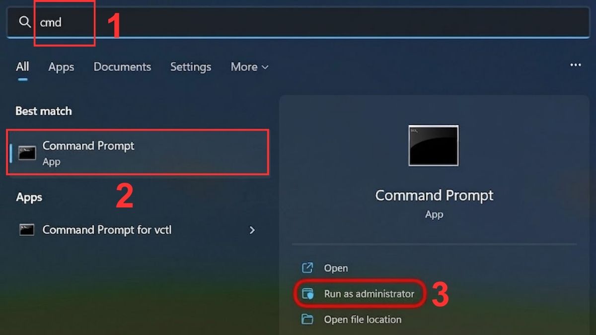 Mở Command Prompt