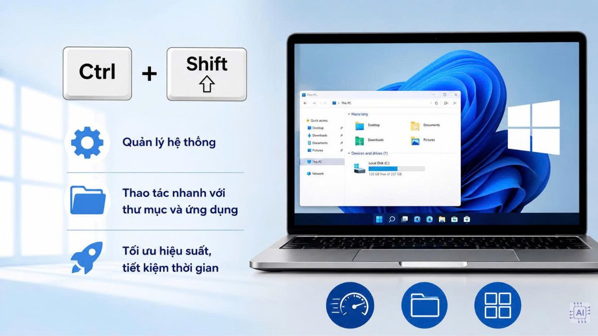 Chức năng tổ hợp phím Ctrl + Shift 