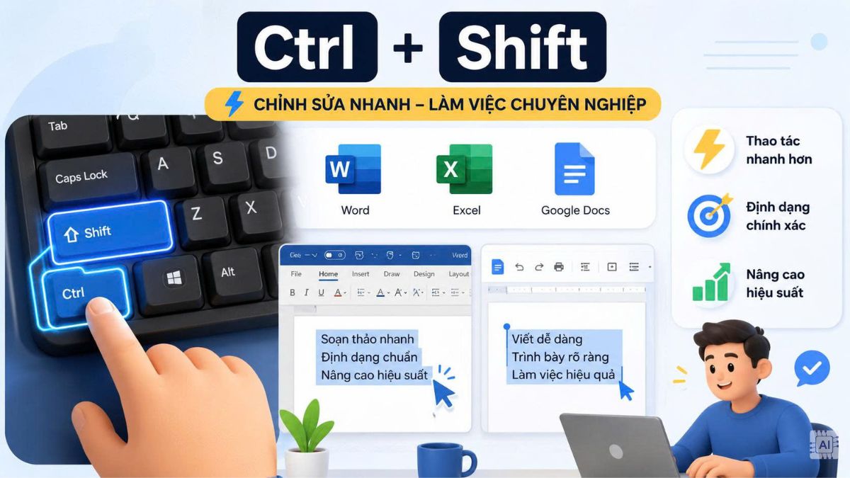 Ctrl + Shift dùng để làm gì trong Microsoft Office và Google Docs?