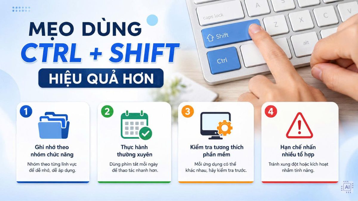 Mẹo sử dụng tổ hợp phím Ctrl + Shift hiệu quả hơn