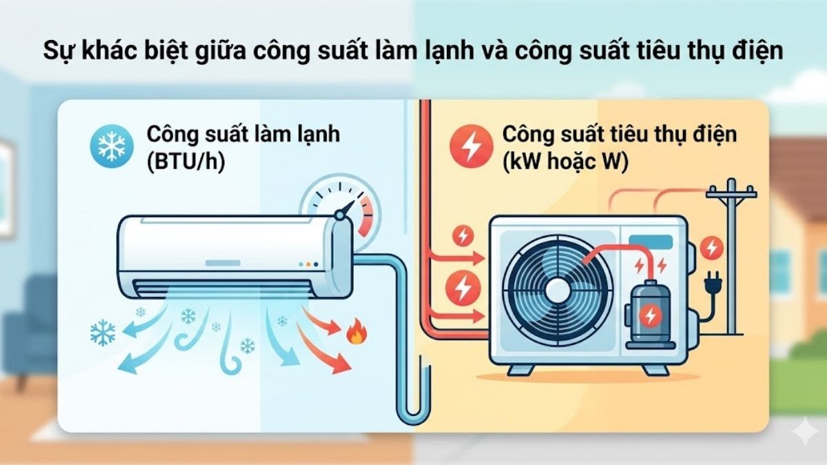 Công suất tiêu thụ điện của điều hòa là gì?