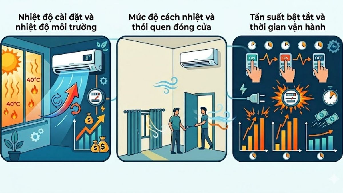 Các yếu tố ảnh hưởng đến chi phí tiền điện thực tế
