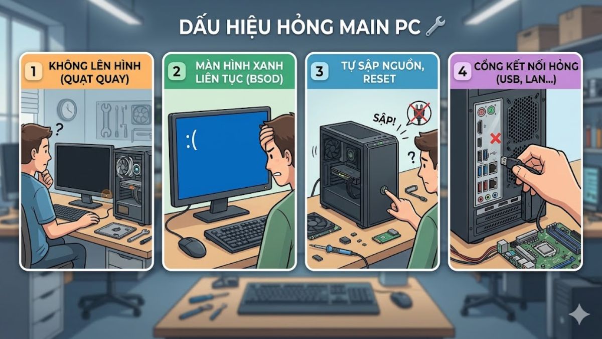 Những dấu hiệu hỏng main PC thường gặp