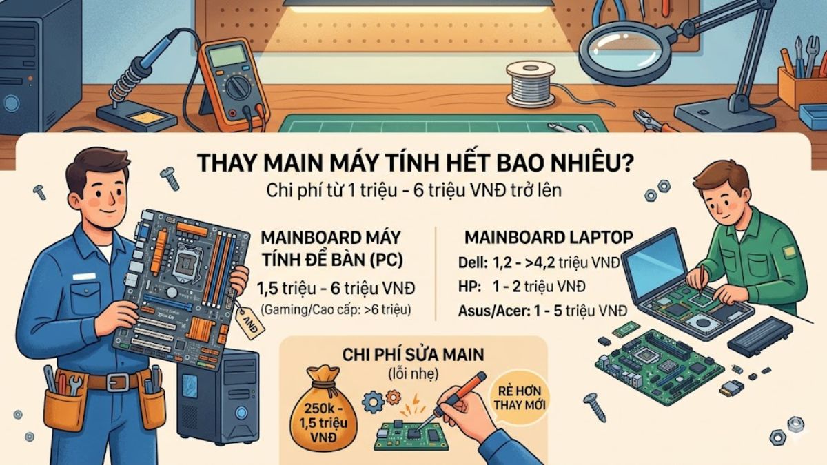 Thay main máy tính hết bao nhiêu tiền?