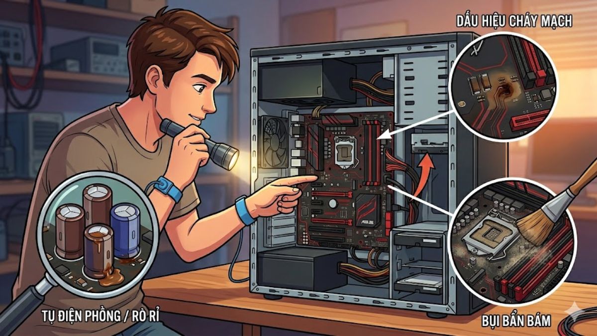 Phân biệt lỗi main PC với lỗi nguồn, RAM và CPU