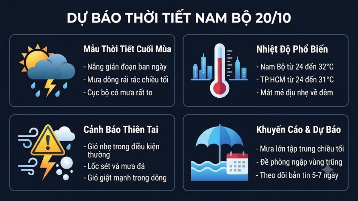 Thời tiết miền Nam ngày 20/10