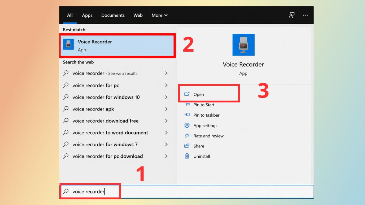 Cách ghi âm bằng Voice Recorder trên Windows 10
