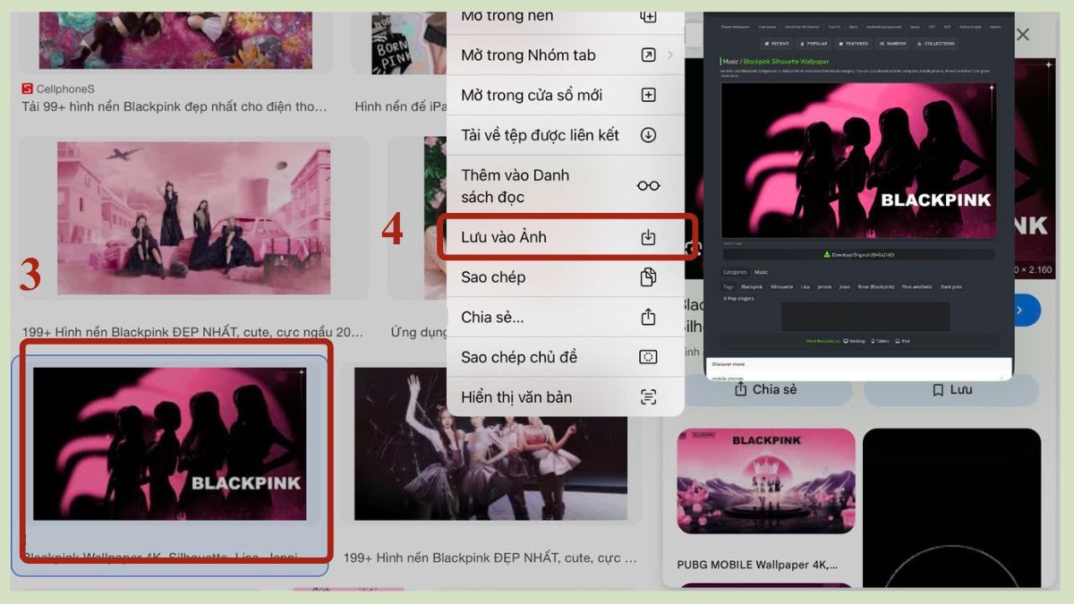 Ấn giữ vào hình ảnh muốn tải
