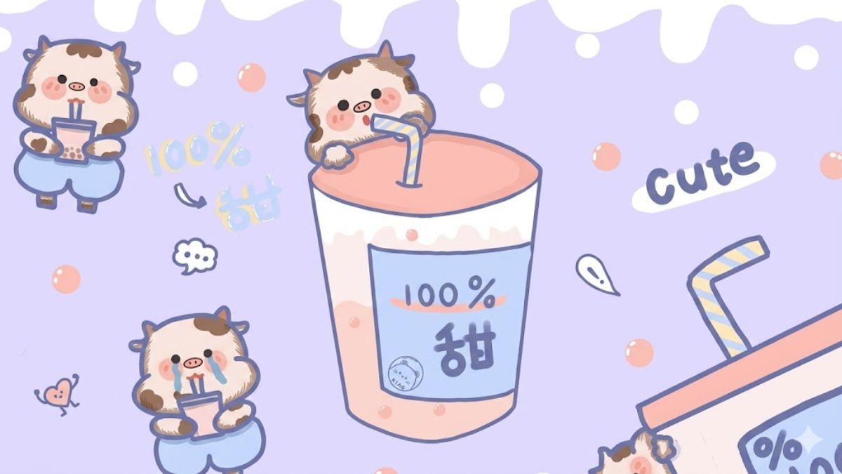 Hình nền cute cho iPad bò sữa