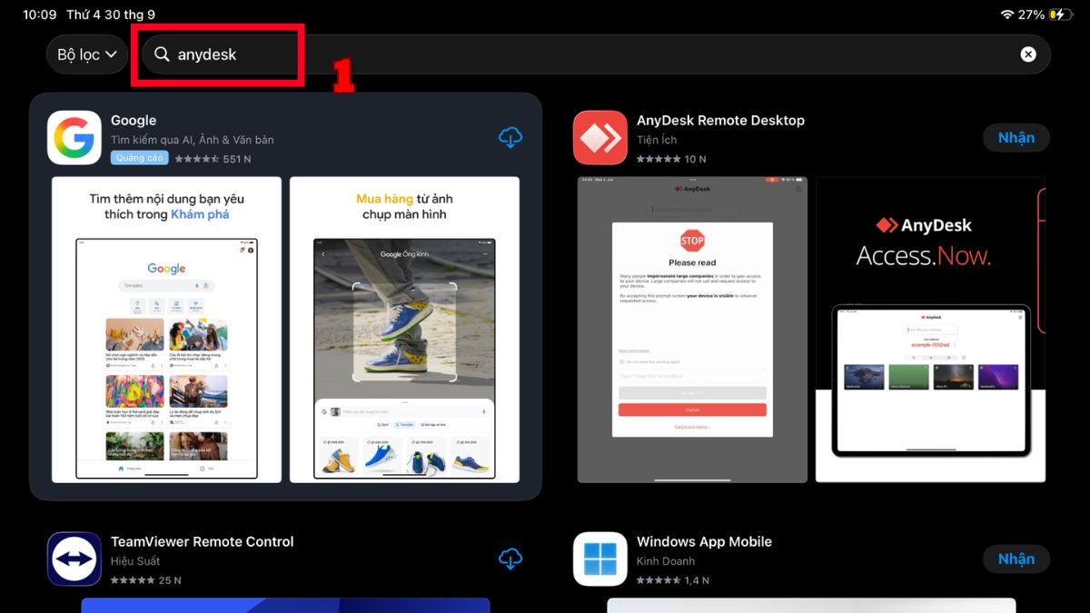 Sử dụng AnyDesk trên iPad
