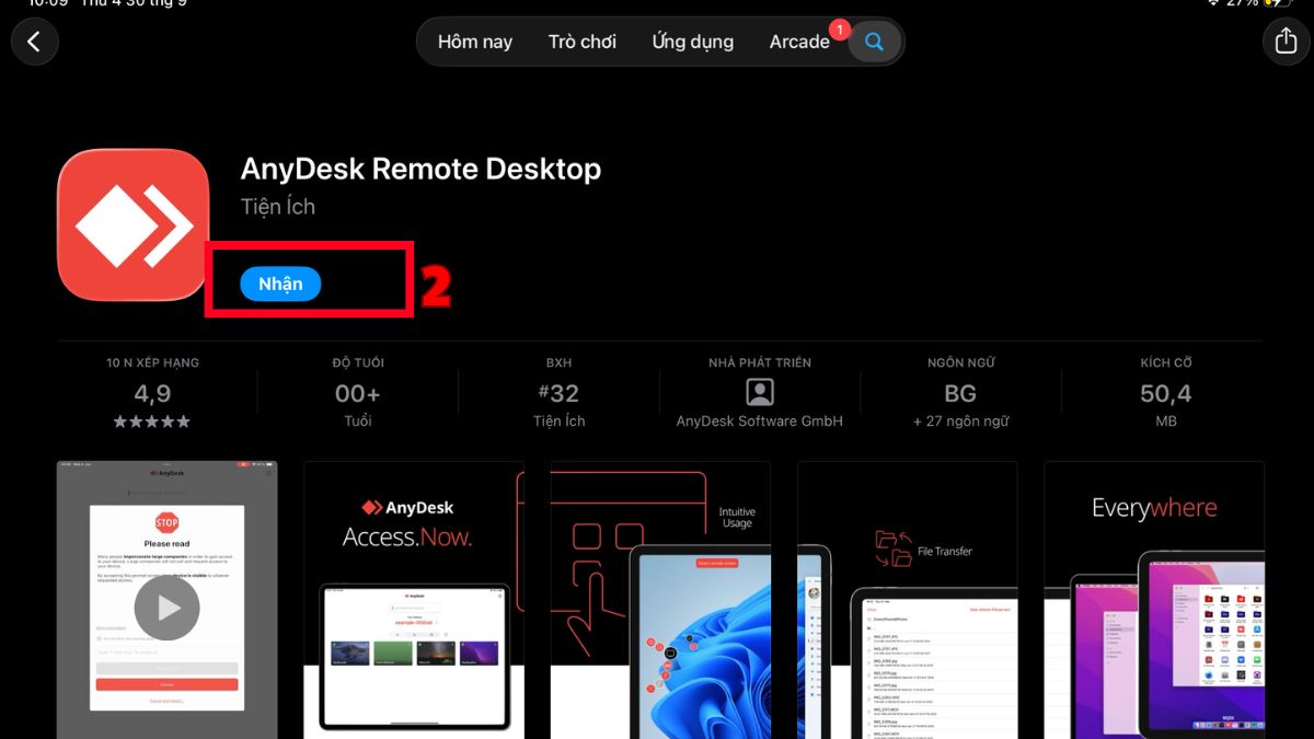 Sử dụng AnyDesk trên iPad bước 2