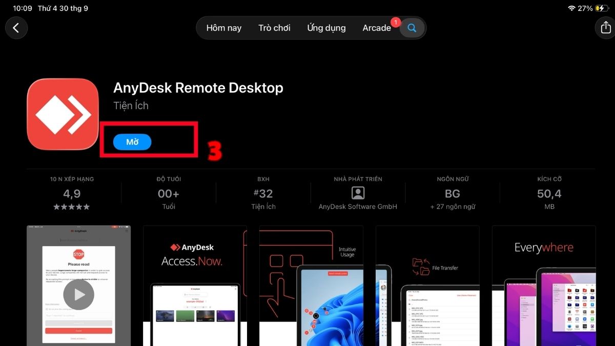Mở ứng dụng AnyDesk trên iPad